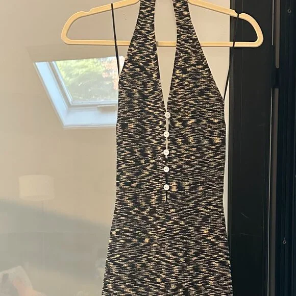 NIA Black and Cream Long dress Size M - Picture 2 of 5